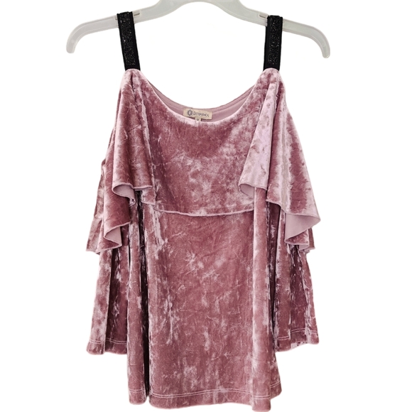 Democracy Cold Shoulder Mauve Velour‎ Blouse Women's Medium - Picture 1 of 7